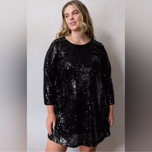 LC Lauren Conrad Black Sequin Long Sleeve Dress 2X